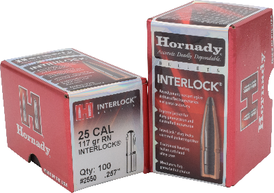 Hornady 25cal 117gr RN #2550