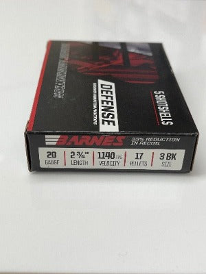 Barnes Defense Buckshot 20ga 17 Pellets 3BK 1140fps